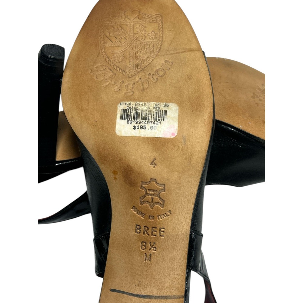 Brighton Bree Black Leather Slingback Heels Made in Italy Silver Hardware 8.5M - Picture 11 of 14